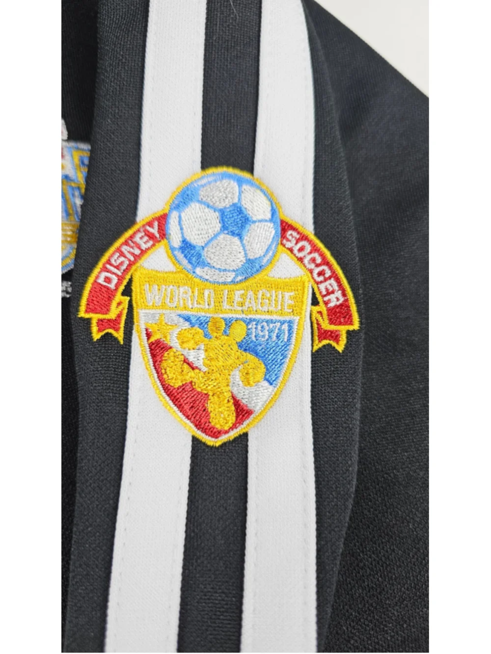 Disney World Soccer League 1971 Mickey Track Jacket Mens XL Black Embroidered